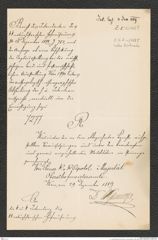 k.k. naturhistorisches Hofmuseum, Intendanzakten 1885-1896 (Hauer), Aktenzahl Z.5.A/1889, Seite 1
